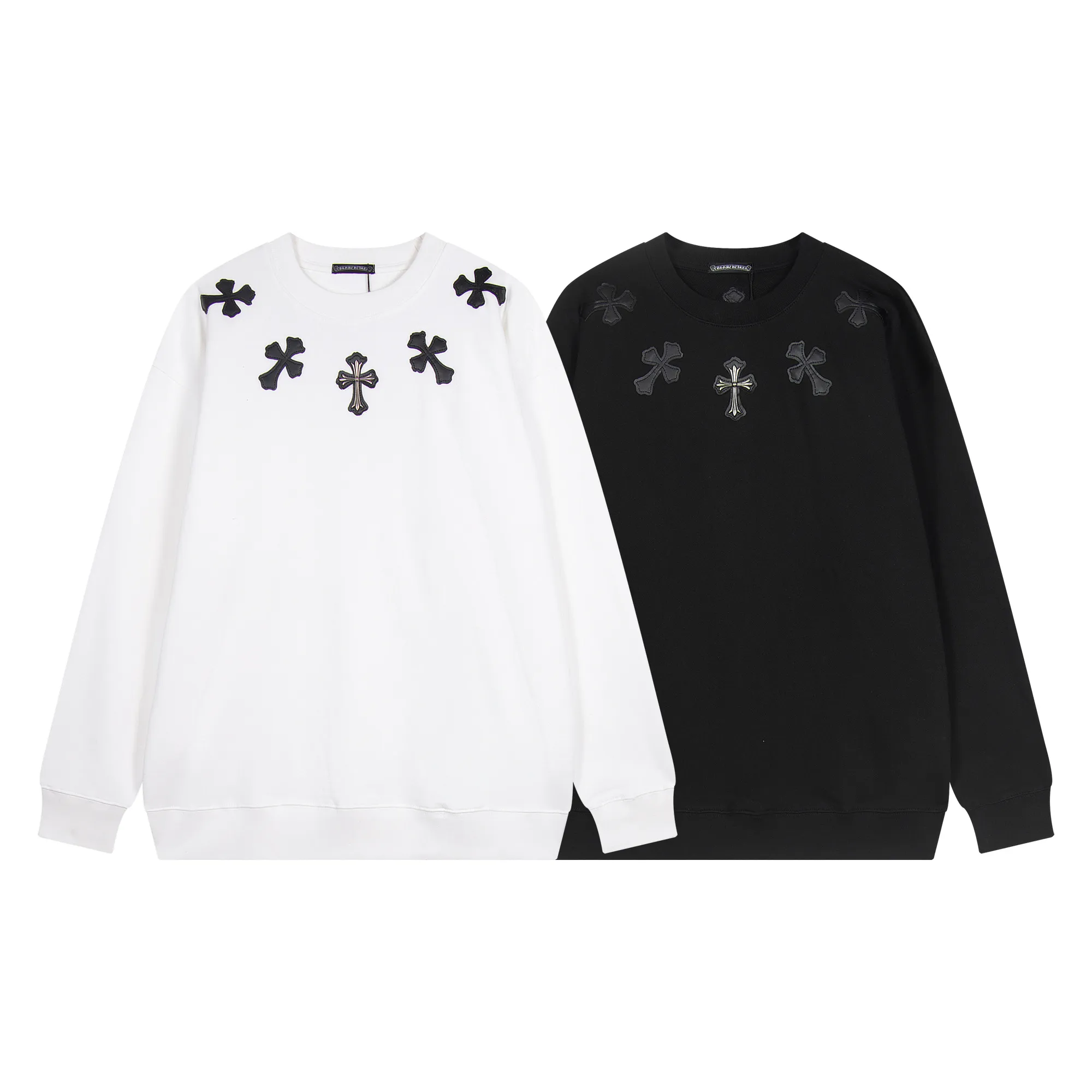 P230 Chrome Hearts Chrome Hearts Leather Cross Metal Logo Sweatshirt Size: SMLXL Color: Black White